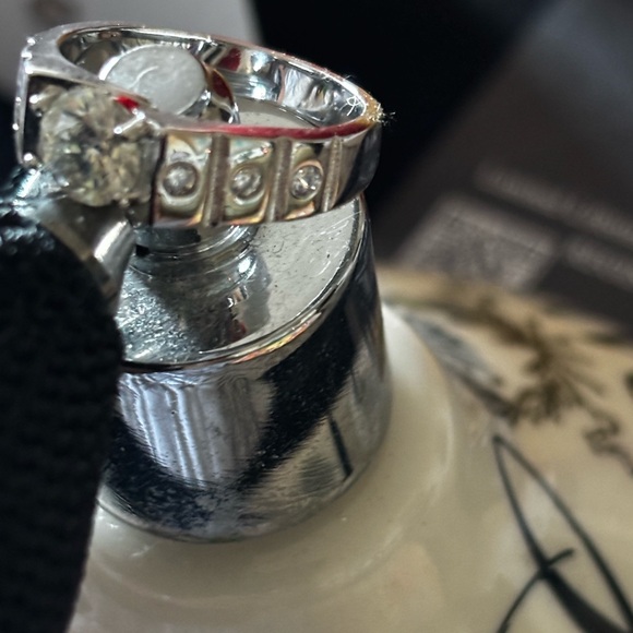 Moissanite Elegant Silver Plated Diamond Ring - Picture 2 of 8